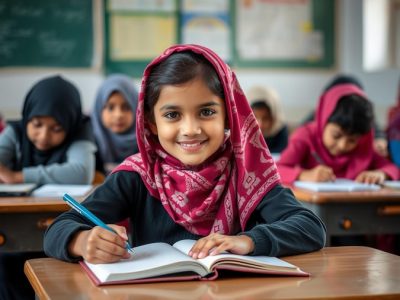 smiling-arabic-schoolgirl-writing-classroom-embracing-diversity-education_1121250-178418